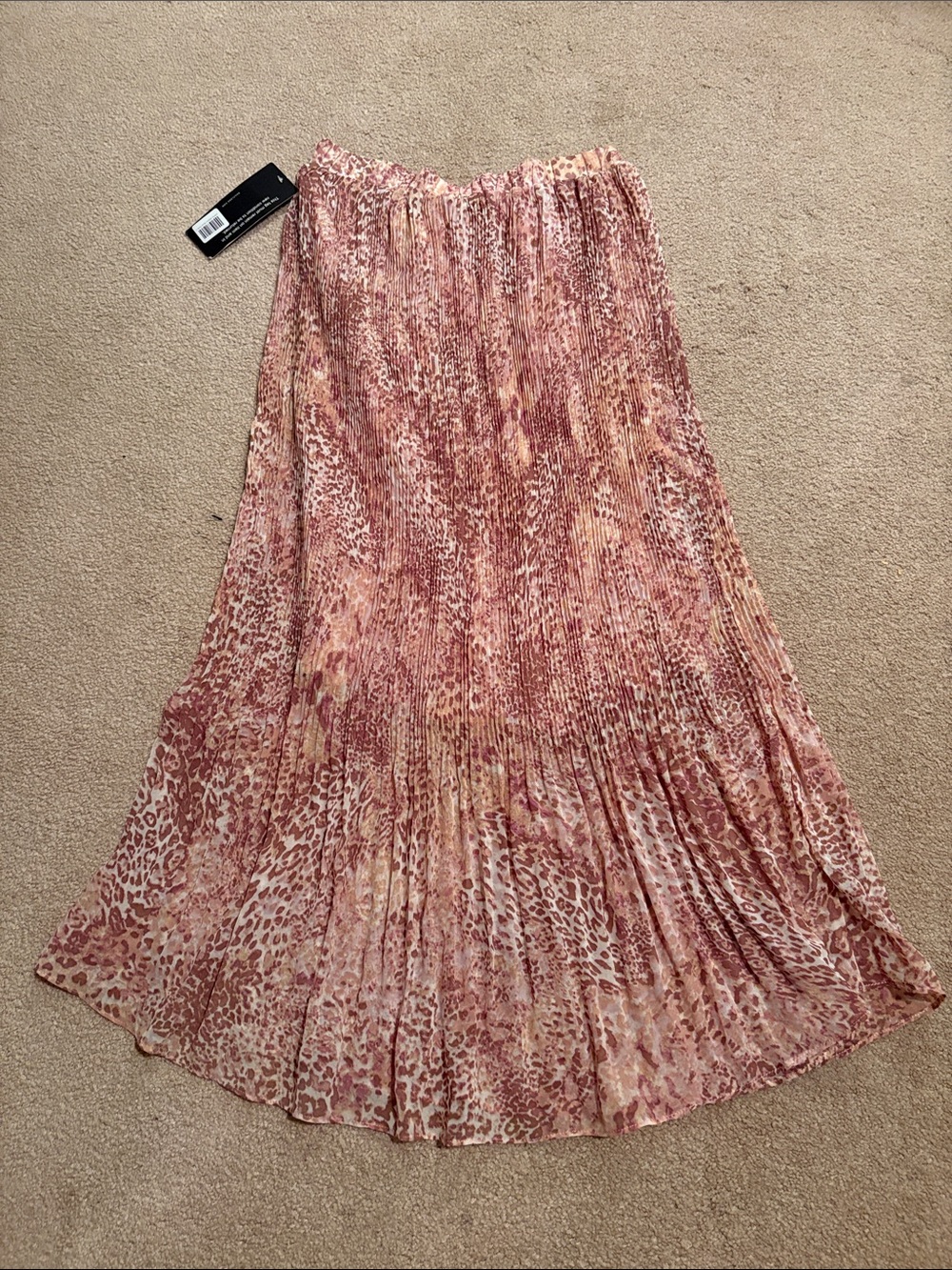 Mystree Pleated Animal-Print Midi Skirt - Rose Blush
